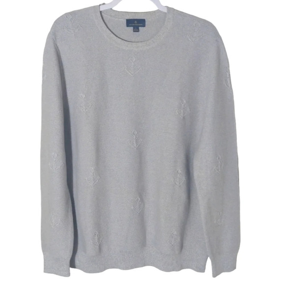 Brooks Brothers oatmeal color knit nautical print cotton sweater size Large - Picture 1 of 5